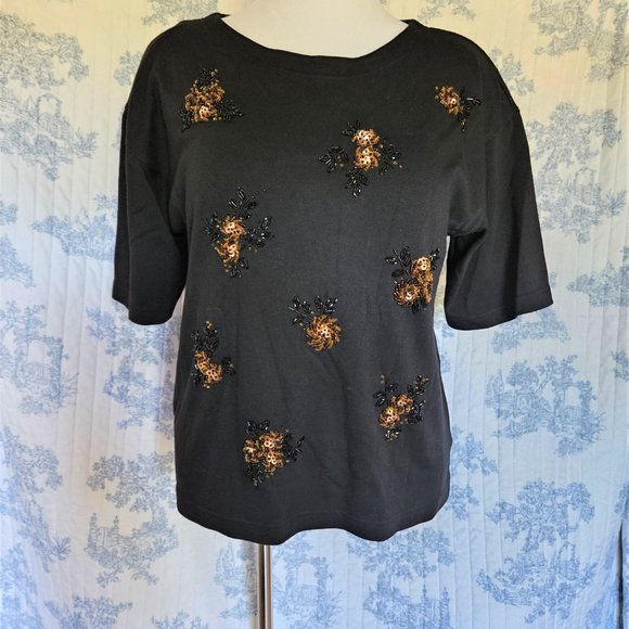 Size M to L Vintage 1980s Northern Spirit Beaded T-Shirt - Picture 2 of 12